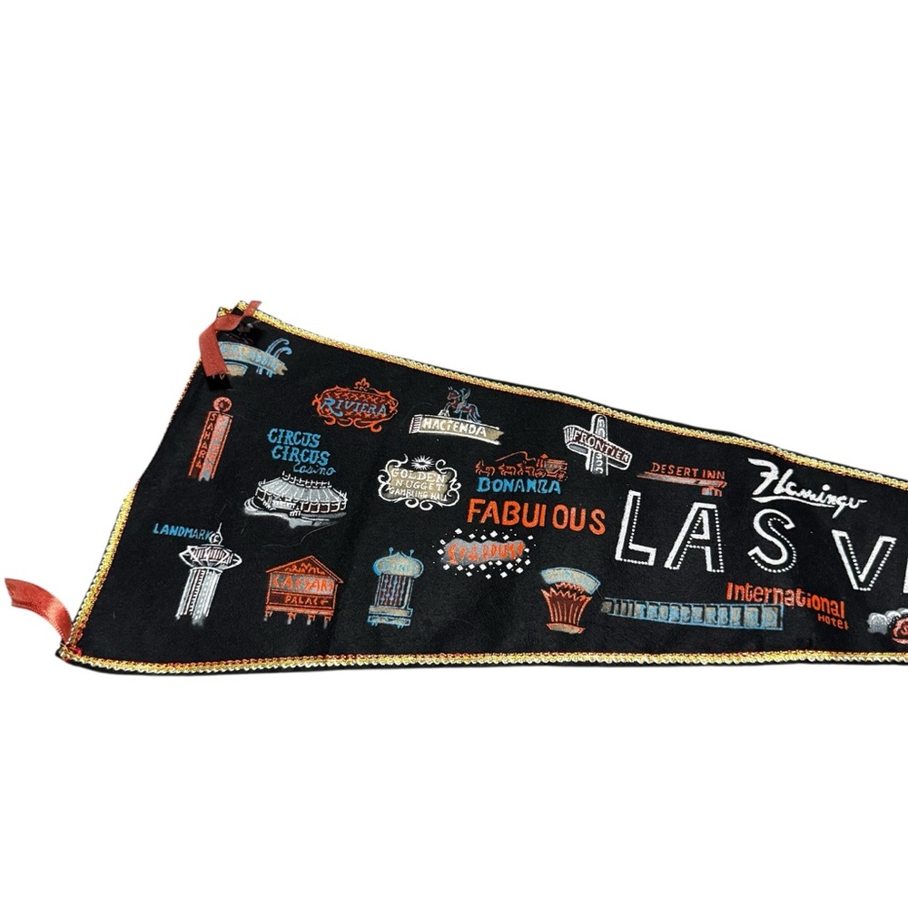 Vintage Pennant Flag Las Vegas Hotels 70s Print Retro Home Decor Sin City - Picture 4 of 5